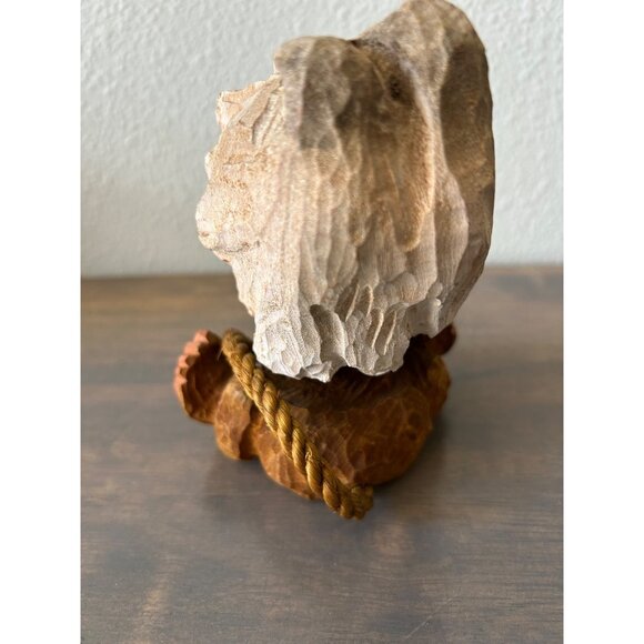 Vintage Hand Carved Henning Norway Wood Gnome Troll Holding Tail 5" - Picture 3 of 7